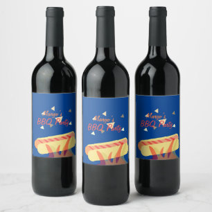 Étiquette Pour Bouteilles De Vin Hotdog Cookout BBQ fête d'anniversaire