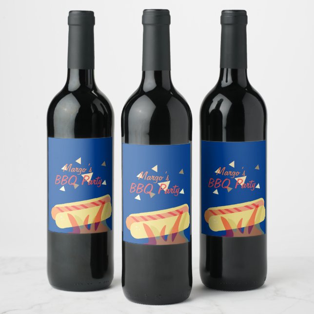 Étiquette Pour Bouteilles De Vin Hotdog Cookout BBQ fête d'anniversaire (Bouteilles)