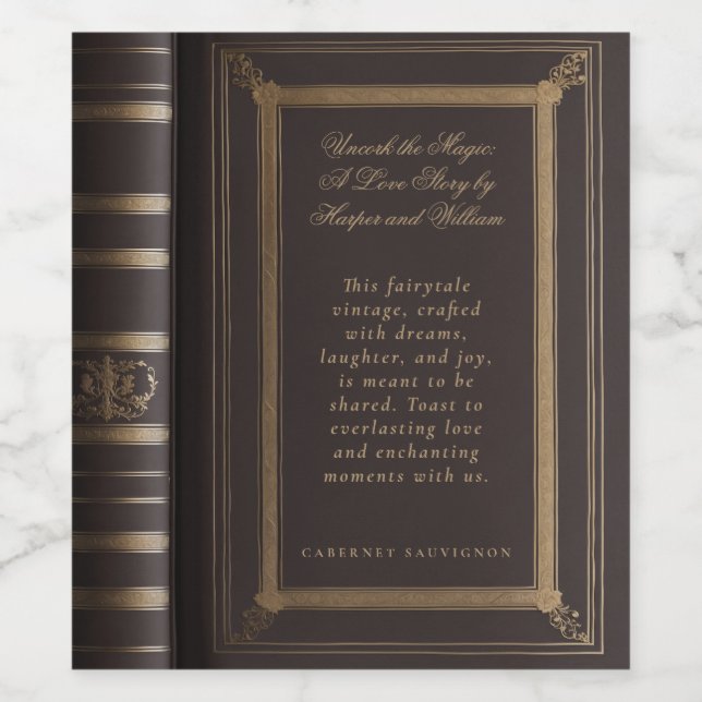 Étiquette Pour Bouteilles De Vin Housse de livre d'histoire d'amour (Étiquettes simples)
