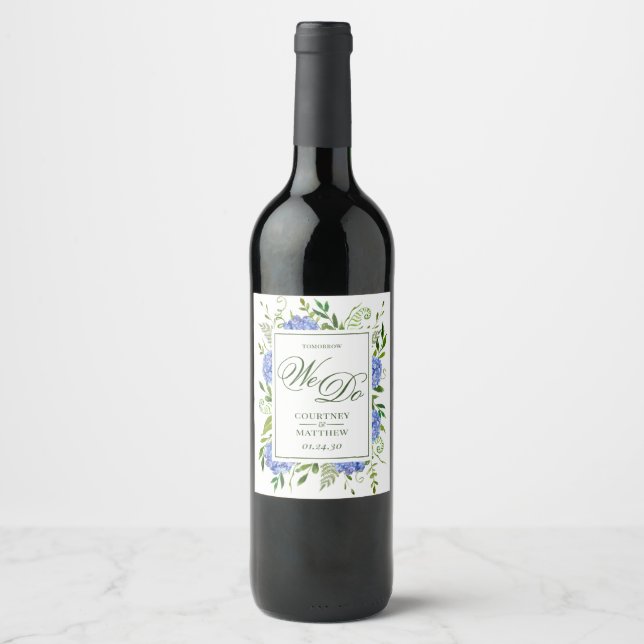 Étiquette Pour Bouteilles De Vin Hydrangea Bleu Demain Nous Faisons (Devant)