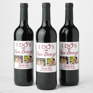 Étiquette Pour Bouteilles De Vin I Do's & Free Booze Modern Wedding Enregistrer la