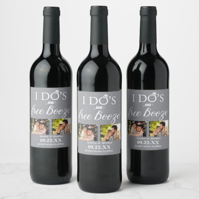 Étiquette Pour Bouteilles De Vin I Do's & Free Booze Modern Wedding Enregistrer la  (Bouteilles)