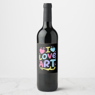 Étiquette Pour Bouteilles De Vin I Love Art, Peintre Artiste Peinture colorée Cadea