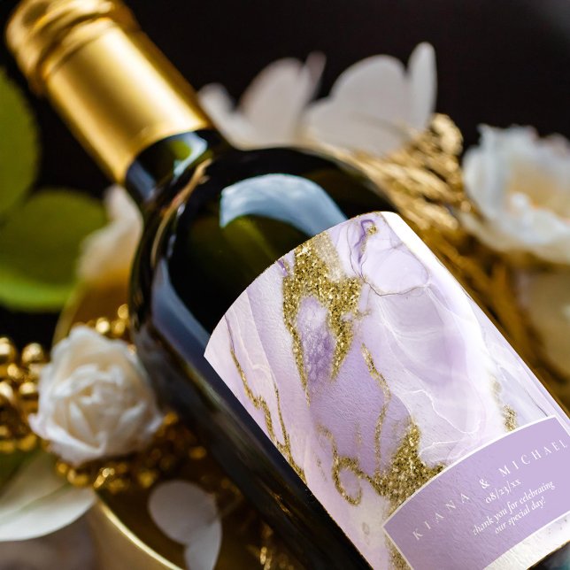 Étiquette Pour Bouteilles De Vin ID Abstrait Lavande d'encre Lux990 (Créateur téléchargé)