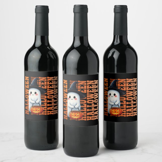 Étiquette Pour Bouteilles De Vin Idées de cadeaux de typographie de fantôme drôle m (Bouteilles)