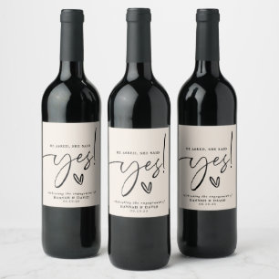 Étiquette Pour Bouteilles De Vin Il A Demandé Qu'Elle A Dit Oui Parti Engagement