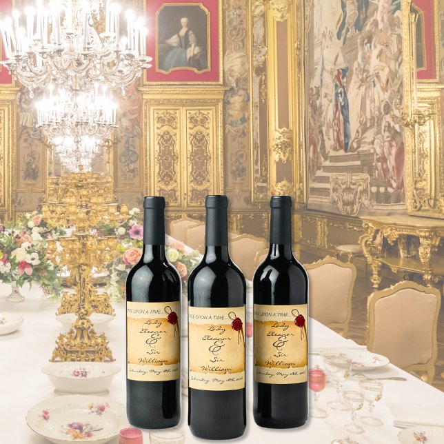 Étiquette Pour Bouteilles De Vin Il Était Une Fois Moyen Âge Sceau De Cire À Poudre (Créateur téléchargé)
