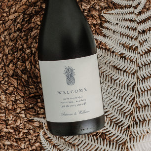 Étiquette Pour Bouteilles De Vin Île Vintage Ananas Mariage Bienvenue
