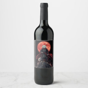 Étiquette Pour Bouteilles De Vin Illustration de guerrier de fantasy japonais