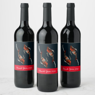 Étiquette Pour Bouteilles De Vin Illustration de poisson koi aquarelle