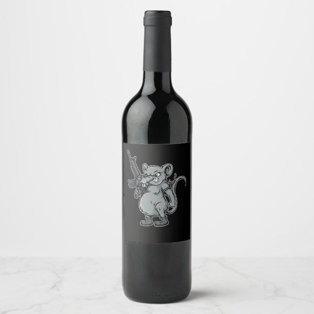 Étiquette Pour Bouteilles De Vin illustration de rats-soldats-armés (Devant)