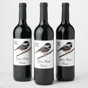 Étiquette Pour Bouteilles De Vin Illustration d'un oiseau de poulet à dos de chât