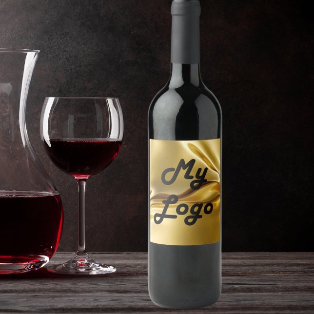 Étiquette Pour Bouteilles De Vin Image de logo fluide doré entreprise (Créateur téléchargé)
