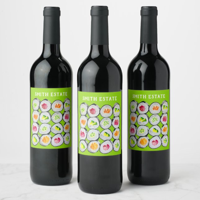 Étiquette Pour Bouteilles De Vin Image de sushi mignon (Bouteilles)