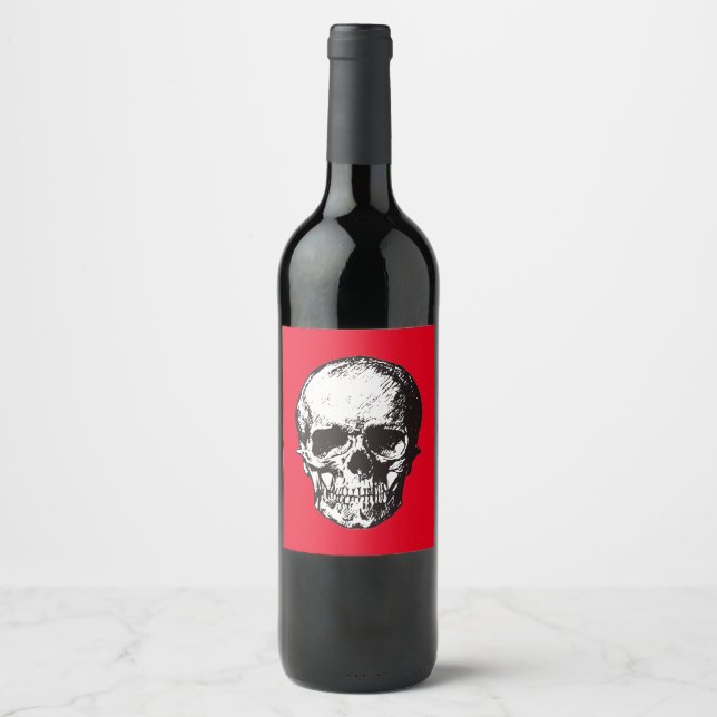 Étiquette Pour Bouteilles De Vin Imaginaire crâne Art Rock Punk Métal lourd (Devant)