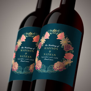 Étiquette Pour Bouteilles De Vin Imaginaire Enchantée jardin floral mariage