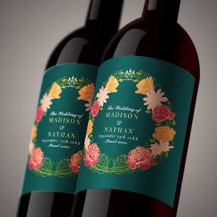 Étiquette Pour Bouteilles De Vin Imaginaire Enchantée jardin floral mariage