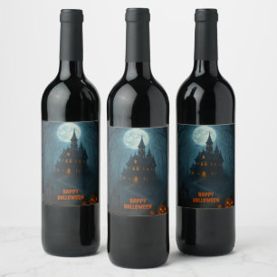 Étiquette Pour Bouteilles De Vin Imaginaire gothique   Château hanté et clair de lu