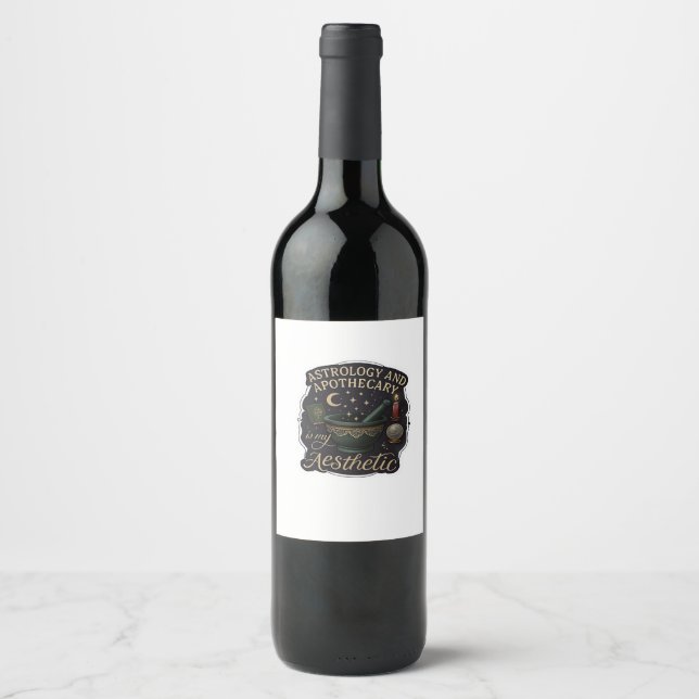 Étiquette Pour Bouteilles De Vin Imaginaire Whimsigoth - Forêts mystiques, Lunes et (Devant)