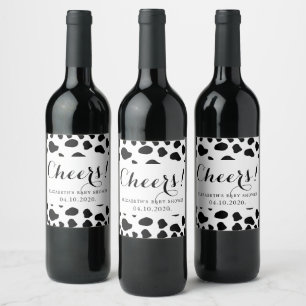 Étiquette Pour Bouteilles De Vin Impression De Vache, Spots De Vache, Noir Et Blanc