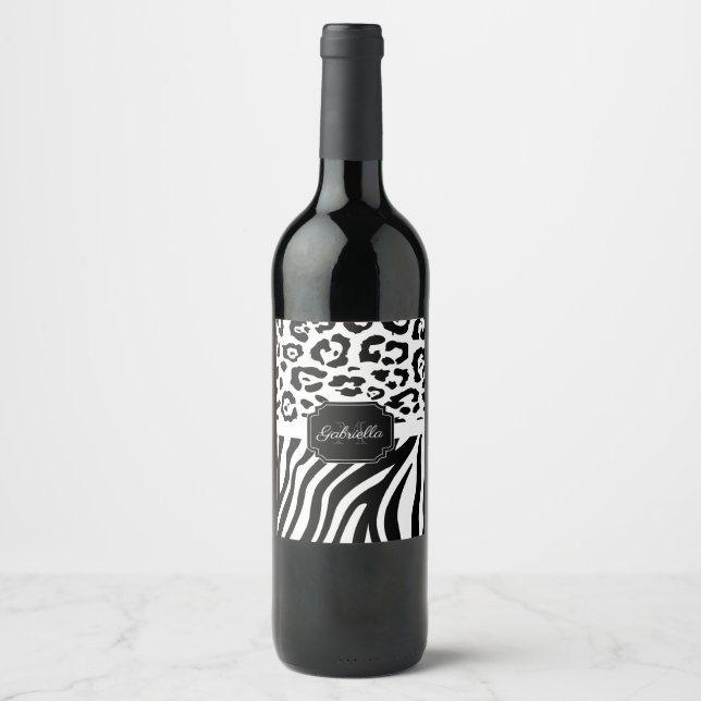 Étiquette Pour Bouteilles De Vin Impression Lepard / Impression Zebra (Devant)