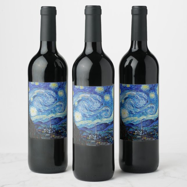 Étiquette Pour Bouteilles De Vin Impressionnisme Vincent Van Gogh Starry Starry Nui (Bouteilles)