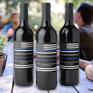 Étiquette Pour Bouteilles De Vin Indicateur de la ligne bleue mince de l'académie d