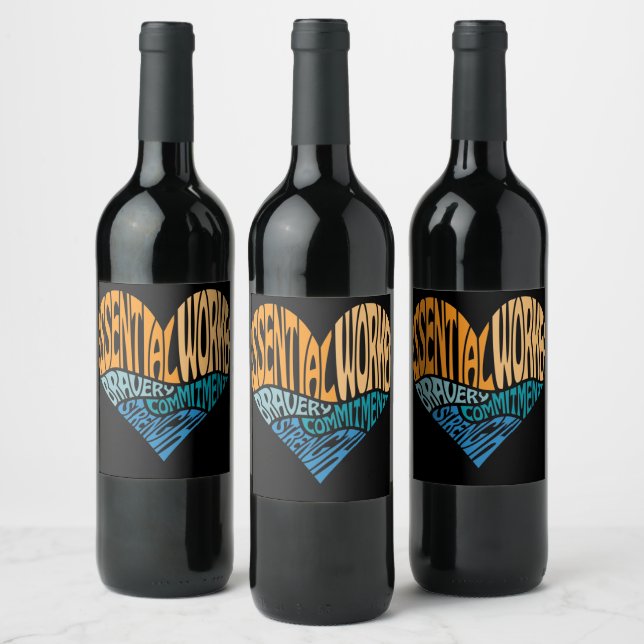 Étiquette Pour Bouteilles De Vin Indispensable Travailleur Coeur Word Art (Bouteilles)