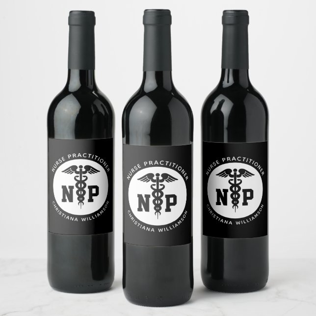 Étiquette Pour Bouteilles De Vin Infirmière de NP personnalisée Praticien Diplôme C (Bouteilles)