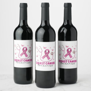 Étiquette Pour Bouteilles De Vin Infirmière de sensibilisation au cancer du sein Sc