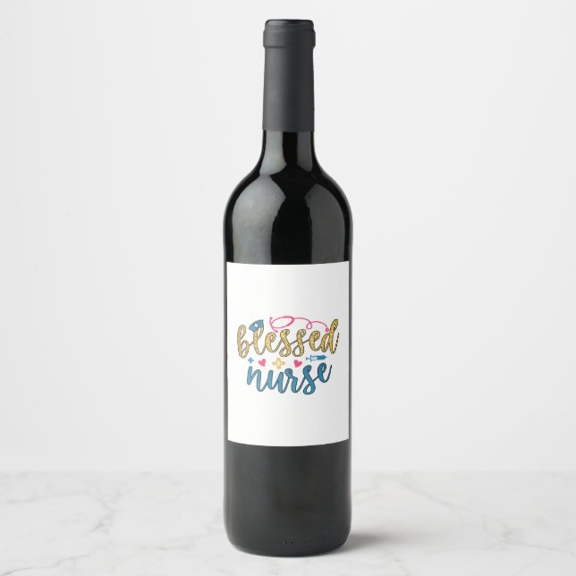 Étiquette Pour Bouteilles De Vin Infirmière Gift | Infirmière bénie (Devant)
