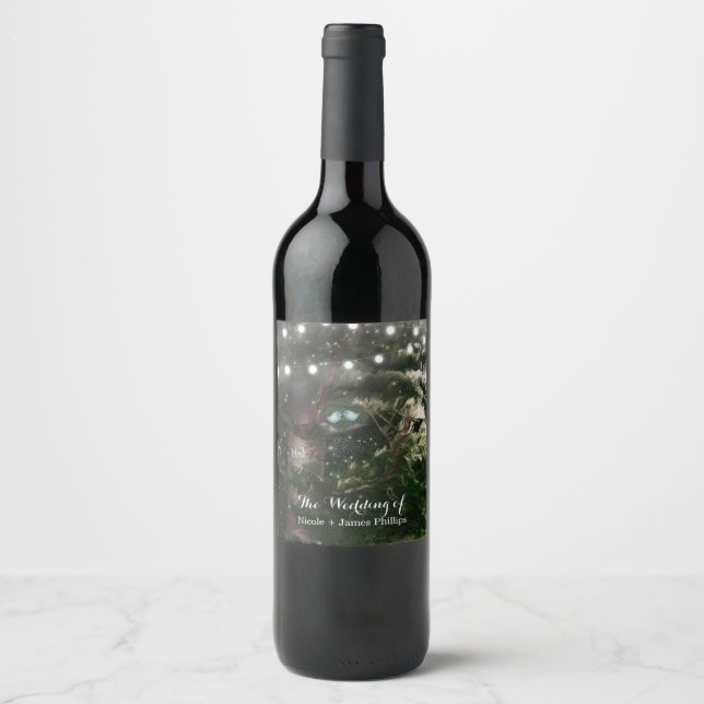 Étiquette Pour Bouteilles De Vin Inséparables + Pine Tree Night Mariage Custom Wine (Devant)