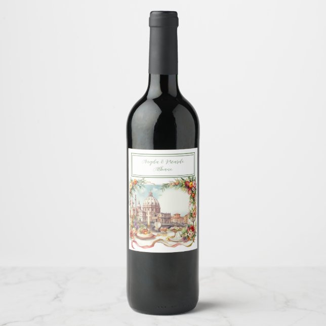 Étiquette Pour Bouteilles De Vin Invitation de mariage italien élégant (Devant)