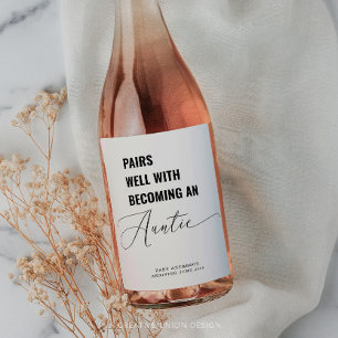 Étiquette Pour Bouteilles De Vin Ira bien avec l'annonce de bébé Tante