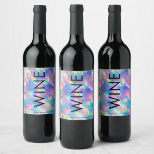 Étiquette Pour Bouteilles De Vin Iridescente Ultra Moderne Mariage Monogramme