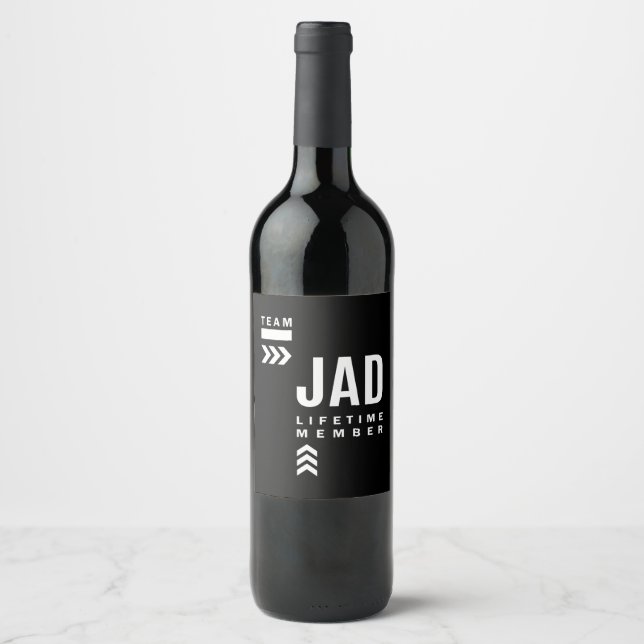 Étiquette Pour Bouteilles De Vin Jad Nom personnalisé Anniversaire Cadeau (Devant)