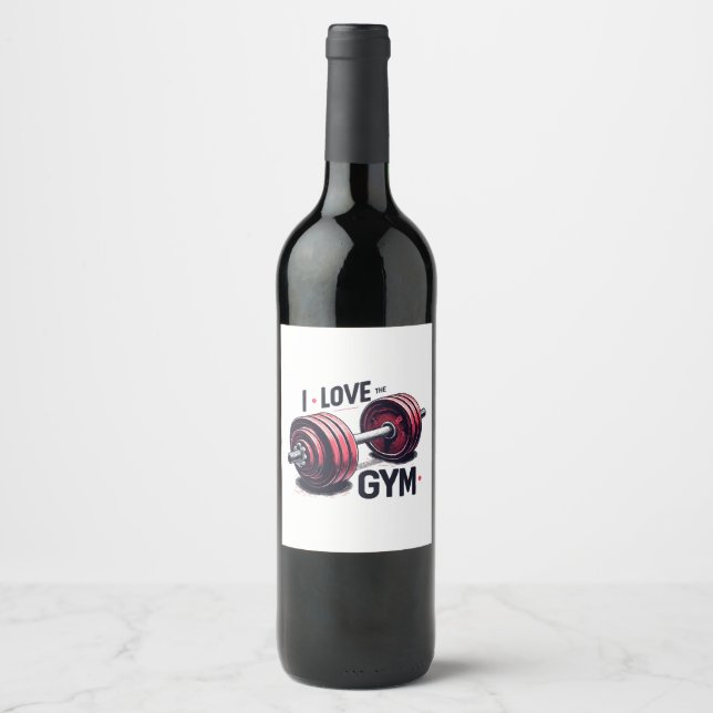 Étiquette Pour Bouteilles De Vin J'adore le gymnase (Devant)