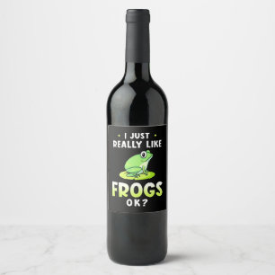 Étiquette Pour Bouteilles De Vin J'Aime Vraiment Les Grenouilles