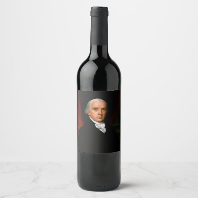 Étiquette Pour Bouteilles De Vin James Madison le 4ème président : Amérique colonia (Devant)