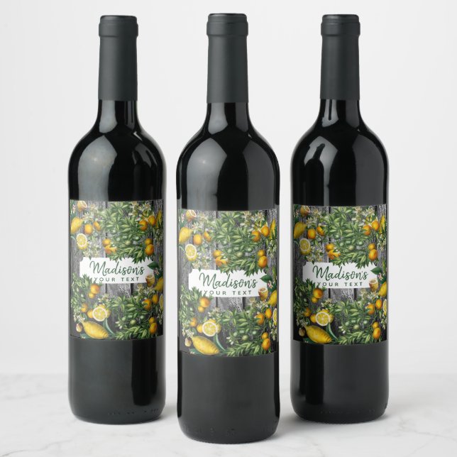 Étiquette Pour Bouteilles De Vin Jardin rustique d'agrumes (Bouteilles)