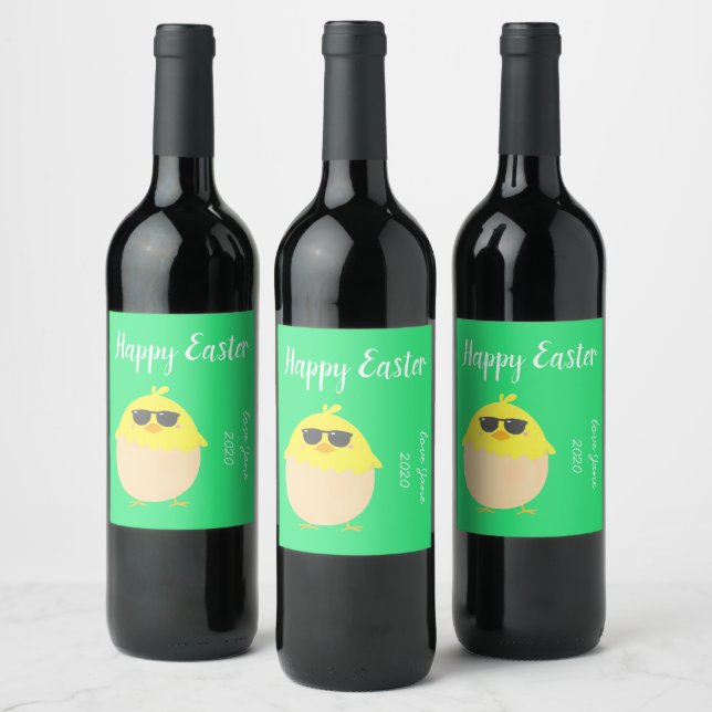 Étiquette Pour Bouteilles De Vin Jaune funky Joyeux poussin cool de Pâques (Bouteilles)