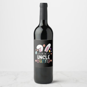 Étiquette Pour Bouteilles De Vin Je suis l'oncle Bunny Famille de Pâques qui corres