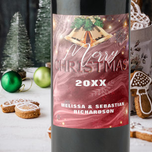 Étiquette Pour Bouteilles De Vin Jingling Bells Red Winter Wonderland Noël