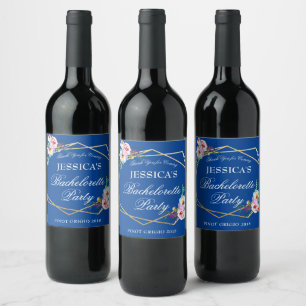 Étiquette Pour Bouteilles De Vin Joli Blue Boho Feather Bachelorette Party