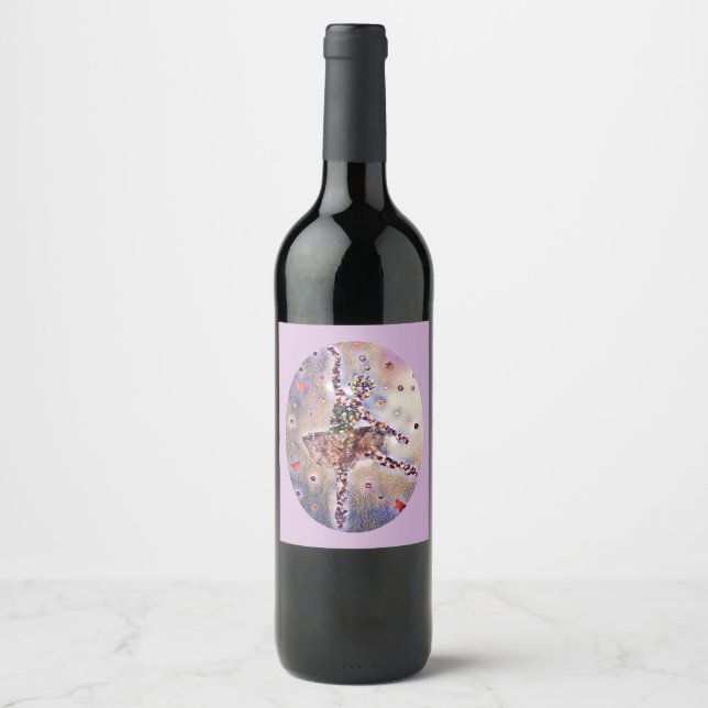 Étiquette Pour Bouteilles De Vin Joli Original Texté Ballerina Art Purple (Devant)