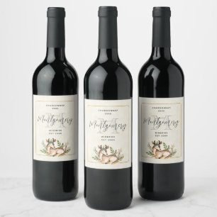 Étiquette Pour Bouteilles De Vin Jolie Aquarelle Cerf Pose En Bas Boho La Fabricati