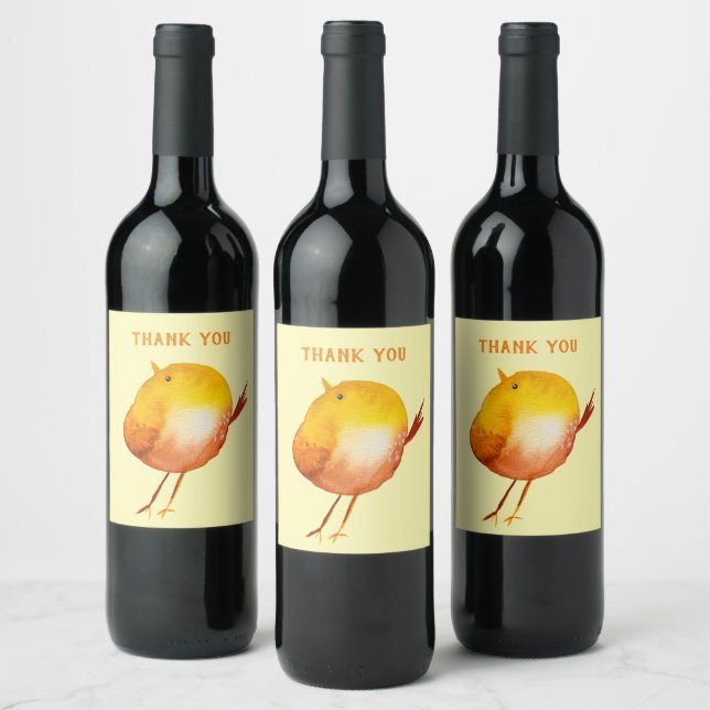 Étiquette Pour Bouteilles De Vin Jolie aquarelle d'oiseau jaune (Bouteilles)