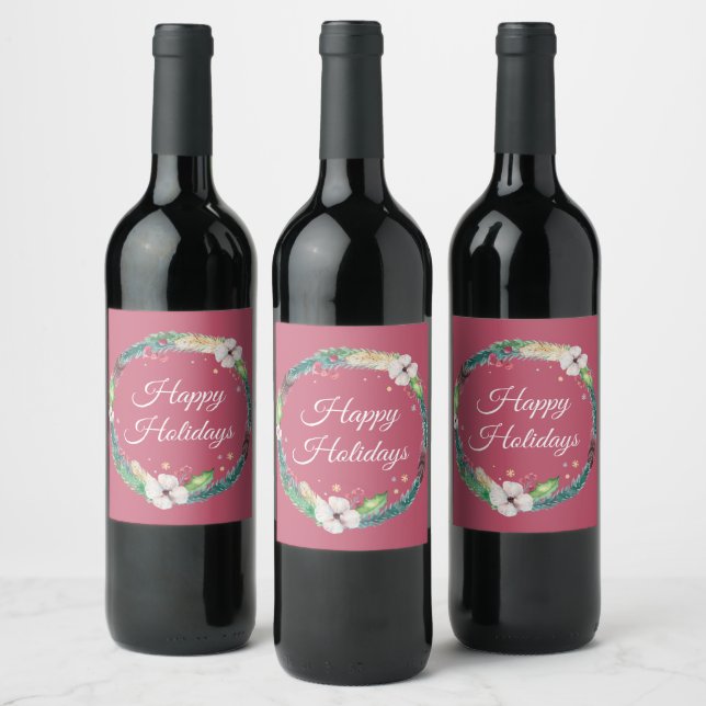 Étiquette Pour Bouteilles De Vin Jolie couronne de vacances Boho (Bouteilles)