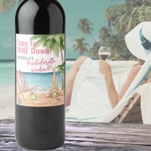 Étiquette Pour Bouteilles De Vin Jolie Fête de Bachelorette à la Plage