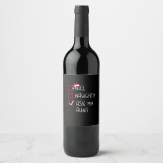 Étiquette Pour Bouteilles De Vin Jolie Liste de Noël de Tante Méchante ou Gentille